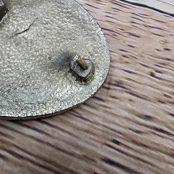 Vintage Handcrafted Inlay Belt Buckle Silver Tone Turquoise Eagle Western 3 Inch - Picture 7 of 11